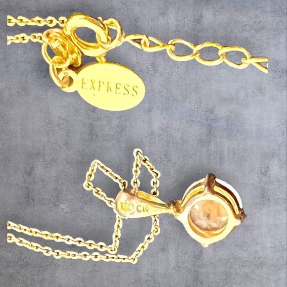 Gold plated clear CZ Express pendant & necklace - Picture 6 of 8